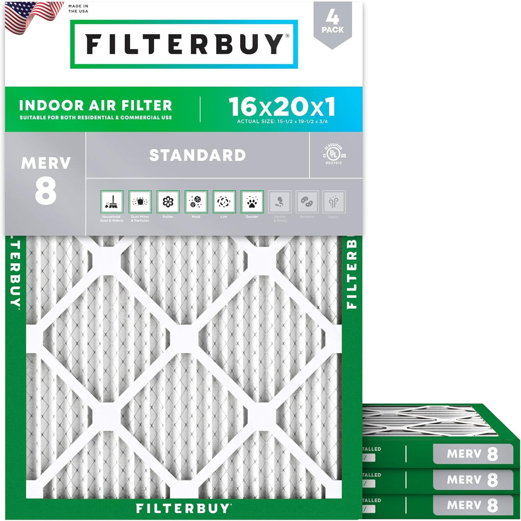 Filterbuy 16x20x1 MERV 8 Air Filter