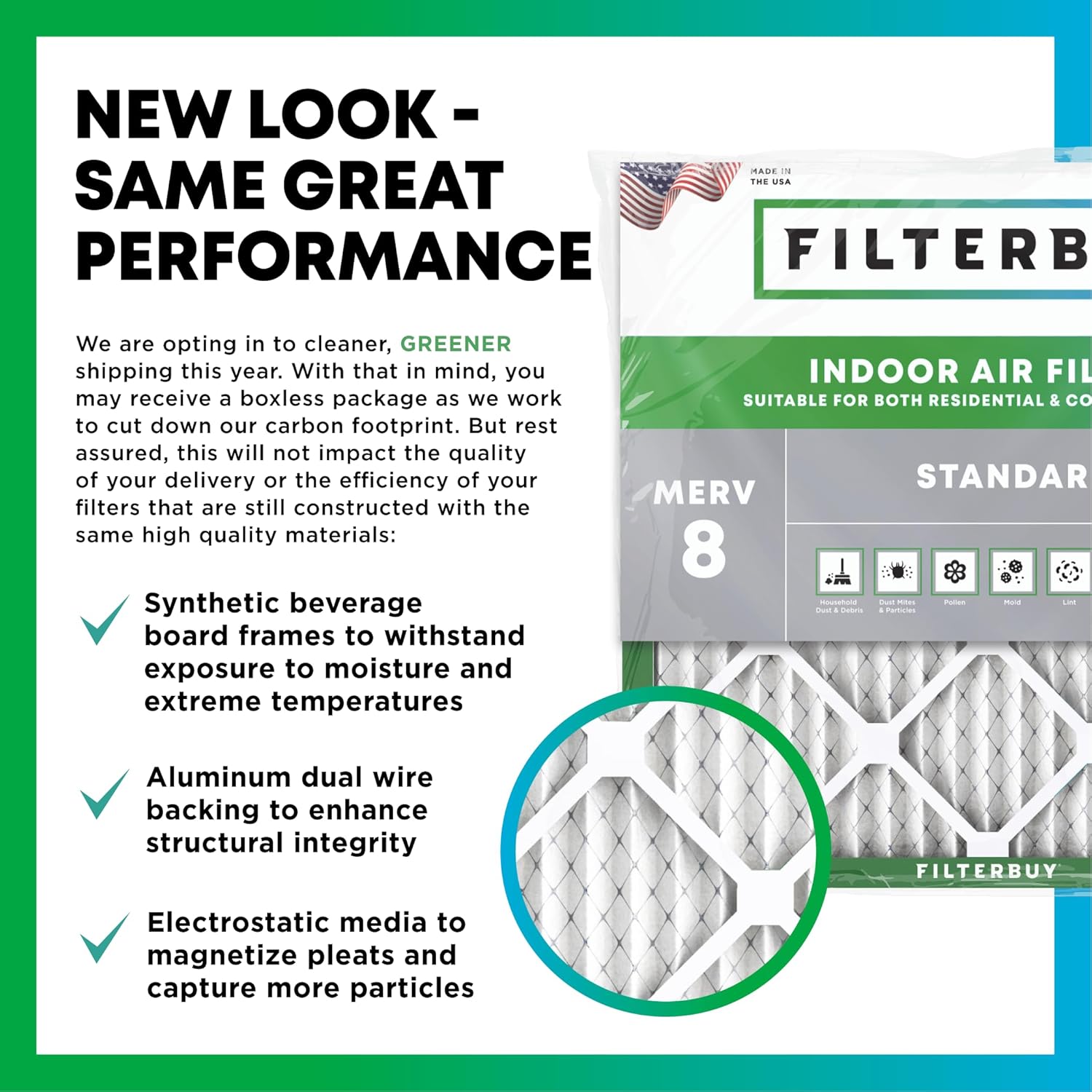 Filterbuy 20x20x4 MERV 8 Air Filter